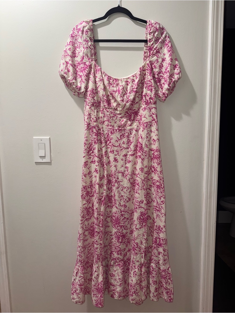 London Times Cream Maxi Dress with Pink Floral Print